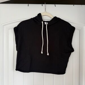 H&M Black Sleeveless Hoodie with Drawstring